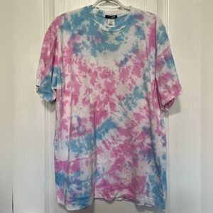 Pink, Blue, and White Fashion Nova Tie Dye Short Sleeve T-Shirt